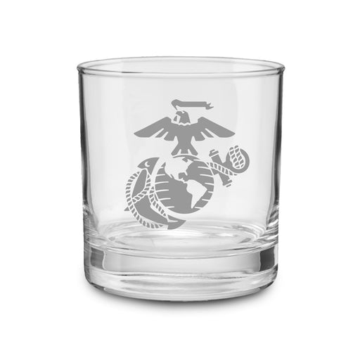 Celebrate the legacy honored at the National Museum of the Marine Corps with the National Museum of the Marine Corps 20th Anniversary Rocks Glass, featuring a clear glass design and a frosted U.S. Marine Corps emblem with eagle, globe, and anchor on the front—a perfect keepsake for collectors or those marking this milestone anniversary.