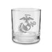 Celebrate the legacy honored at the National Museum of the Marine Corps with the National Museum of the Marine Corps 20th Anniversary Rocks Glass, featuring a clear glass design and a frosted U.S. Marine Corps emblem with eagle, globe, and anchor on the front—a perfect keepsake for collectors or those marking this milestone anniversary.