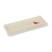 A long, rectangular off-white stoneware Cardinal Large Rectangle Plate with a small red cardinal illustrated on the right side.