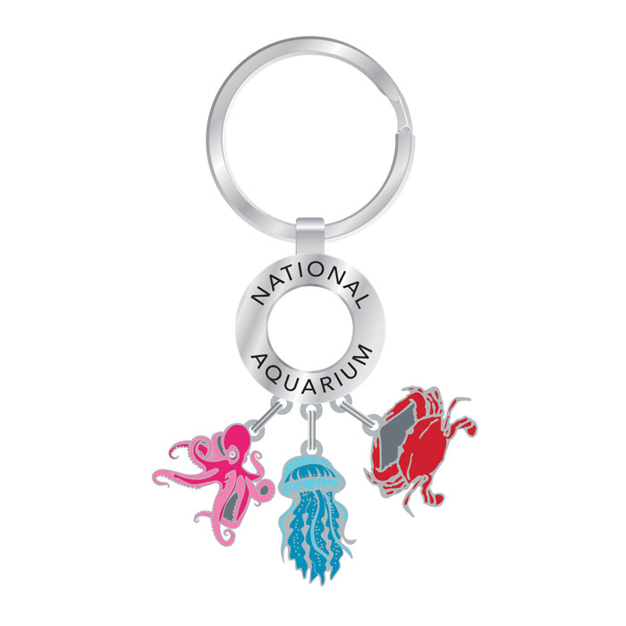 National Aquarium Octopus, Jellyfish & Crab Dangle Keychain