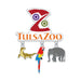 The Tulsa Zoo Dangle Magnet features a white background and three hanging charms—a Komodo dragon, colorful macaw, and gray elephant—making it a perfect souvenir that celebrates wildlife conservation.