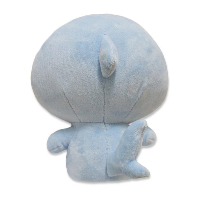 A light blue Hello Kitty Shark Plush is shown from the back, displaying its round head, small ears, short upright tail, and stubby arms and legs against a white background.