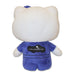 Hello Kitty Pilot Plush with cat-like ears in a blue aviator outfit, featuring a black California Science Center logo on the back. Displayed from behind on a white background—a perfect gift for aspiring young pilots.