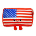 The United States Flag Plush features a smiling face, bright red edges, and plush legs—a fun, soft toy shaped like the American flag that’s perfect for displaying American pride.