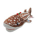 Georgia Aquarium Gingerbread Whaleshark Plush in brown, decorated with white polka dots and icing-style patterns, featuring small red and green pom-poms on its back.