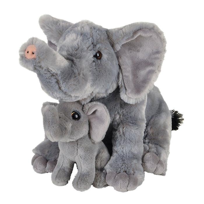 Plush Elephant and Baby 11in
