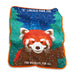 Cozy up with the Lincoln Park Zoo Panda Raschel Blanket, featuring a charming red panda nestled among trees with city buildings in the backdrop. The illustrated scene highlights the zoo’s conservation mission, as snow gently falls around. “Lincoln Park Zoo” is displayed at the top, while “For Wildlife. For All.” appears at the bottom of this beautifully designed blanket.