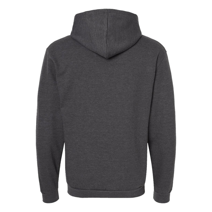 A plain dark gray Tulsa Zoo Est. 1928. Elephant Hooded Zip Sweatshirt shown from the back, featuring long sleeves and a relaxed fit—ideal for fans of unique zoo apparel.