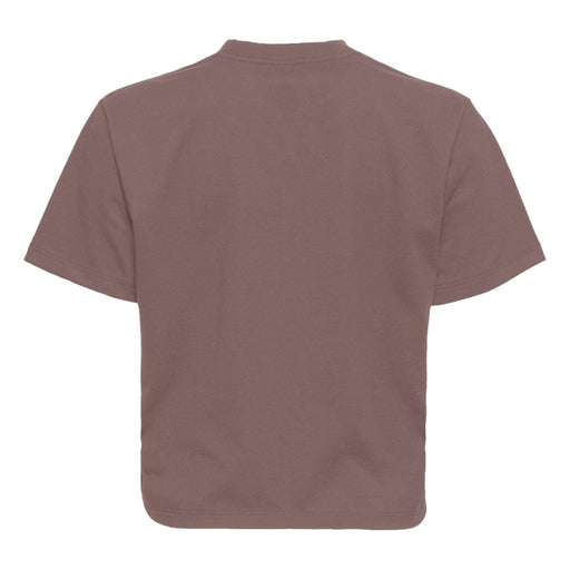A women’s boxy t-shirt with short sleeves is shown from the back against a white background, featuring an eco-friendly design inspired by wildlife conservation and the Tulsa Zoo Est. 1928 Elephant collection.