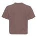 A women’s boxy t-shirt with short sleeves is shown from the back against a white background, featuring an eco-friendly design inspired by wildlife conservation and the Tulsa Zoo Est. 1928 Elephant collection.