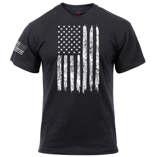 Adult Black Rustic Vintage USA Flag Tee