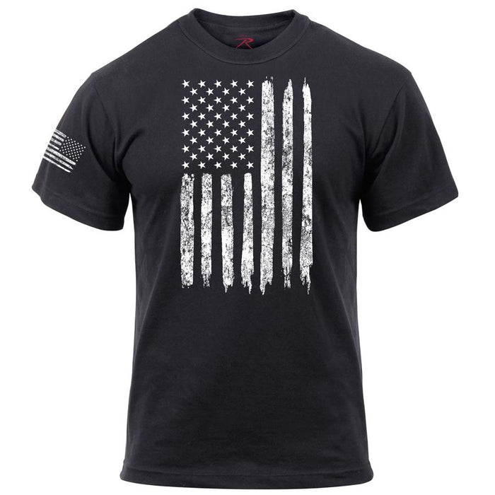 Adult Black Rustic Vintage USA Flag Tee