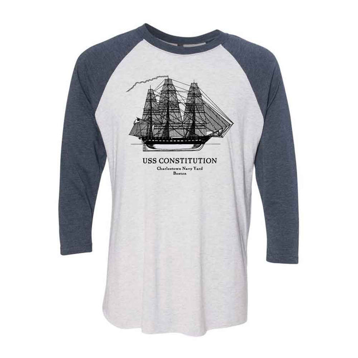 USS Constitution Charlestown Naval Yard Raglan T-shirt