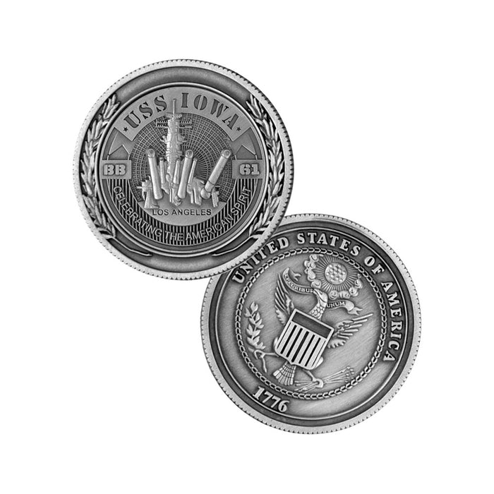 USS IOWA BB-61 Collectible Pewter Coin