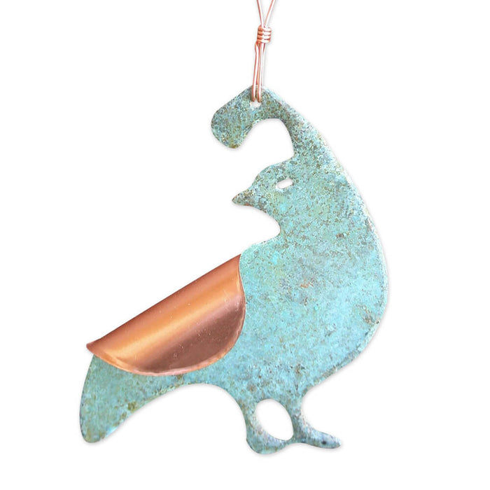 Quail Copper Verdigris Ornament