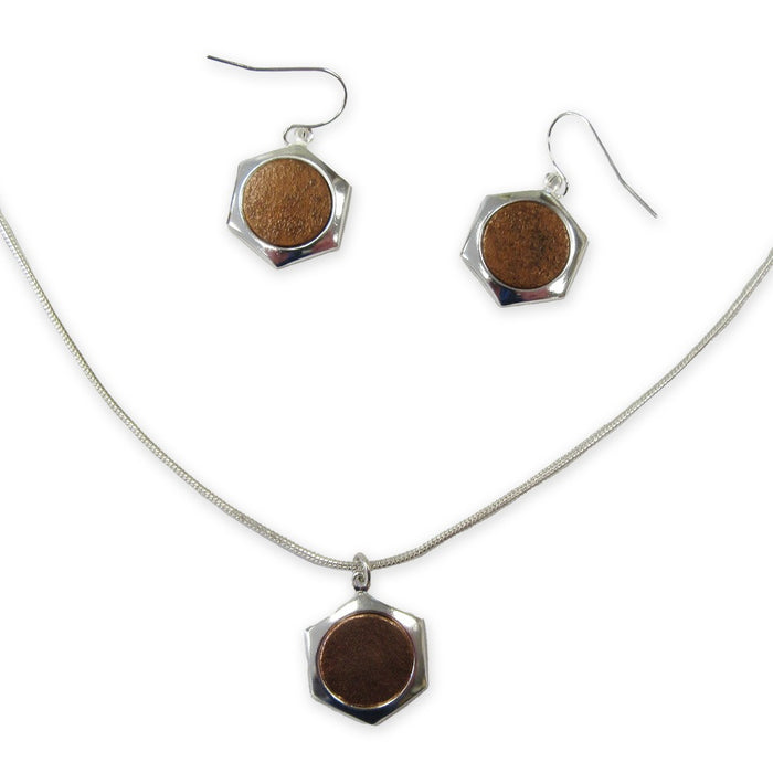 Silver and USS Constitution Copper Earring and Necklace