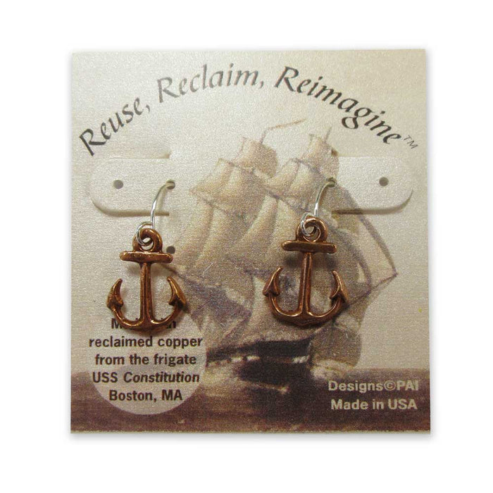 3-D Molded USS Constitution Copper Earrings