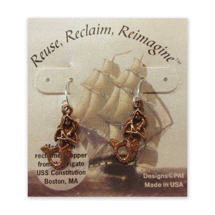 3-D Molded USS Constitution Copper Earrings