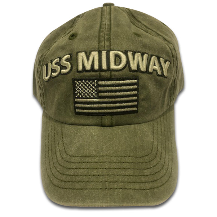 USS Midway Green Tonal Flag Cap