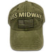 USS Midway Green Tonal Flag Cap