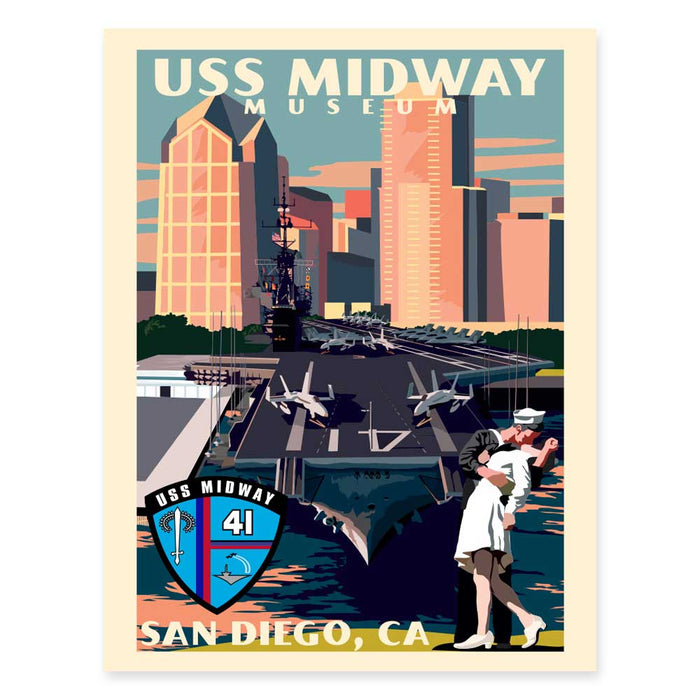 USS Midway Museum Retro Magnet