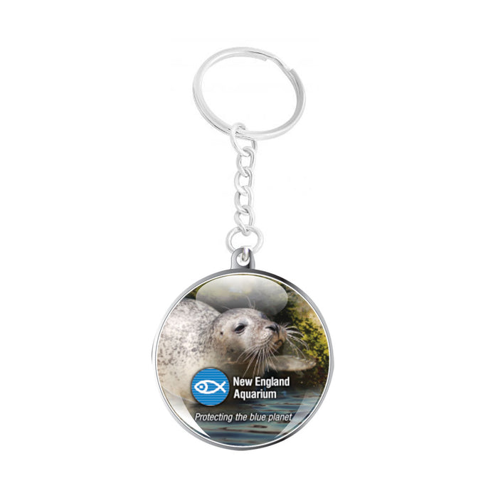 New England Aquarium Harbor Seal Glass Dome Keychain