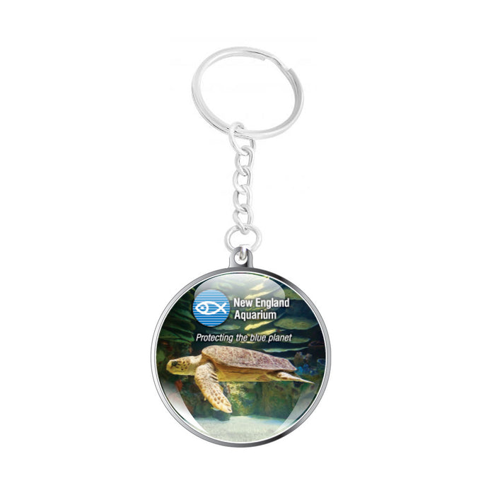 New England Aquarium Sea Turtle Glass Dome Keychain