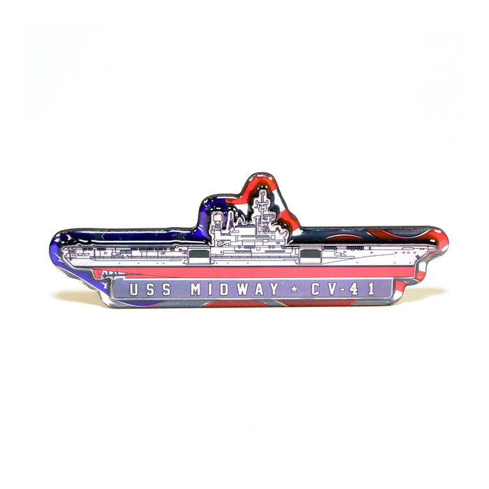 Here’s a rewritten sentence using your product data: Show your appreciation for naval history with the USS Midway CV-41 American Flag Magnet—a perfect keepsake for collectors and enthusiasts alike.