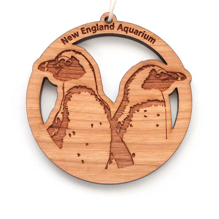 New England Aquarium Penguin Wood Christmas Ornament
