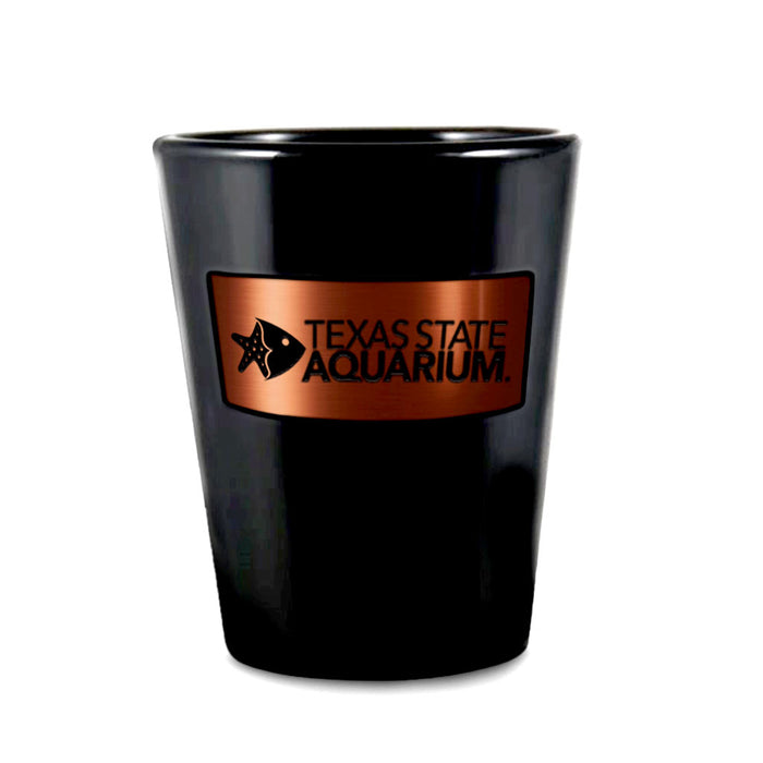 Texas State Aquarium Bronze Nameplate Shot Glass