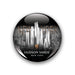 The Hudson Yards Glass Dome Magnet showcases silver skyscrapers with “NEW YORK” boldly displayed in the background and “HUDSON YARDS NEW YORK” in crisp white lettering below, all set against a dramatic cityscape—making this striking magnet the perfect New York City souvenir.