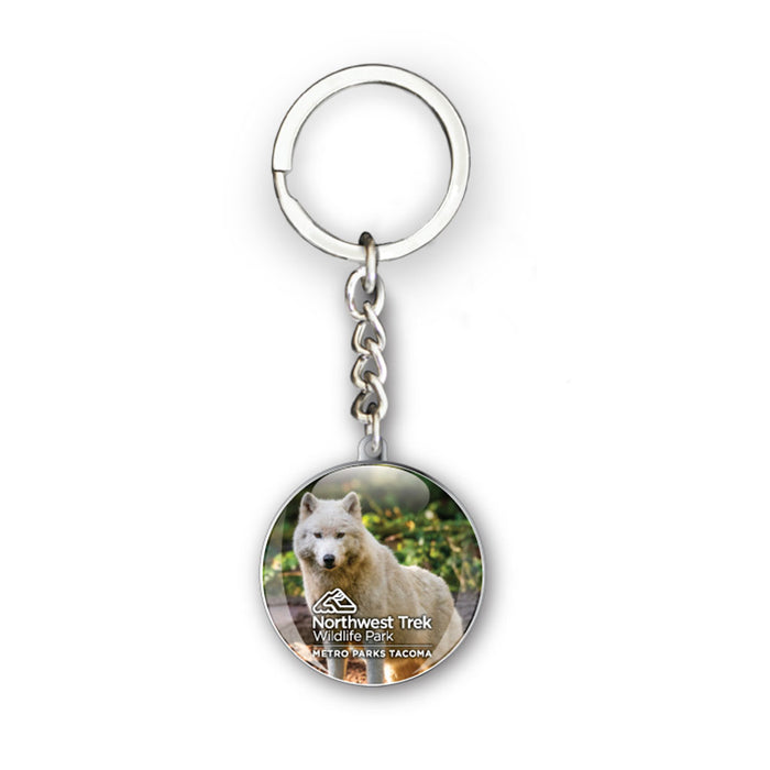 Northwest Trek Wildlife Park Wolf Glass Dome Keychain