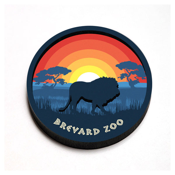 Brevard Zoo Lion Wood Magnet