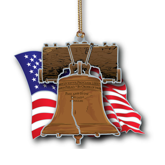 Philadelphia Liberty Bell and Flag Ornament