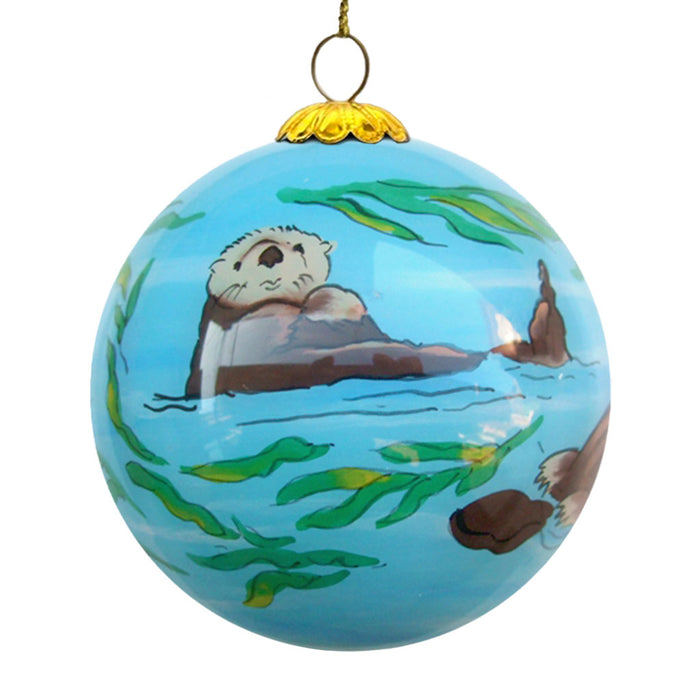 Seattle Aquarium Sea Otter Hand Painted Ornament