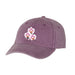 Purple Orchid Cap featuring an embroidered cluster of three pink and white orchids on the front.