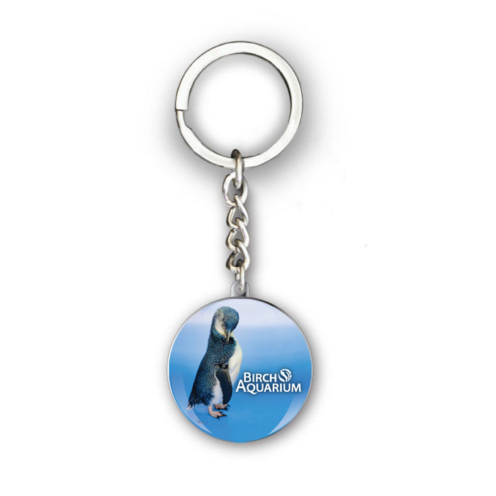 Birch Aquarium Penguin Glass Dome Keychain