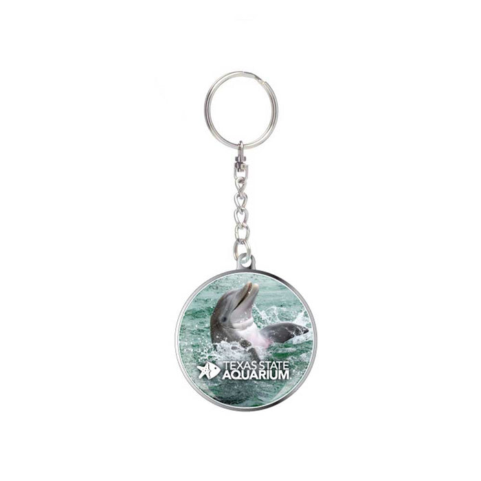 Texas State Aquarium Dolphin Glass Dome Keychain