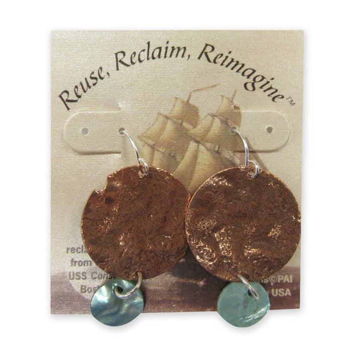 Constitution Copper and Mother of Pearl Earrings and Necklace