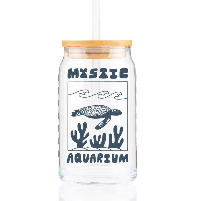 Mystic Aquarium 16oz Turtle Glass Can
