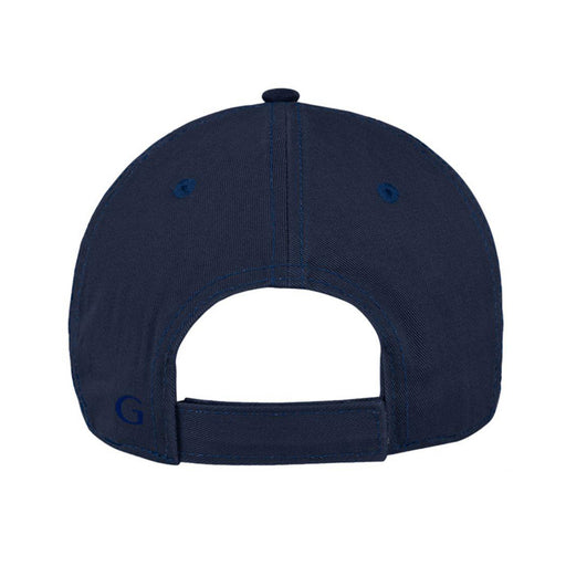 Navy blue Intrepid Museum Flags Cap viewed from the back, featuring an adjustable strap and a small embroidered G on the lower left side—a subtle nod to naval heritage inspired by classic museum cap designs.
