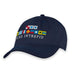 The Intrepid Museum Flags Cap is a navy blue baseball cap featuring colorful nautical signal flags and bold white “USS INTREPID” lettering on the front, celebrating naval heritage and inspired by the renowned aircraft carrier museum.