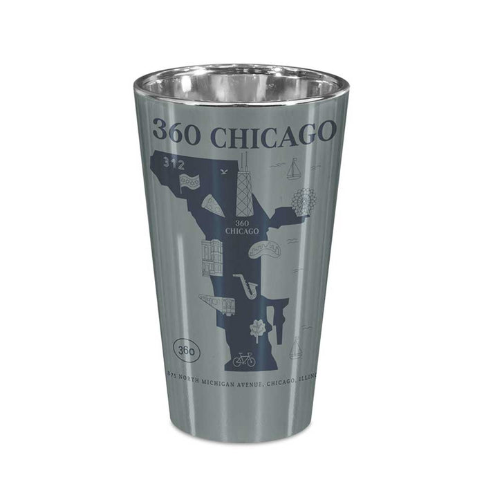 360 CHICAGO Map Pint Glass