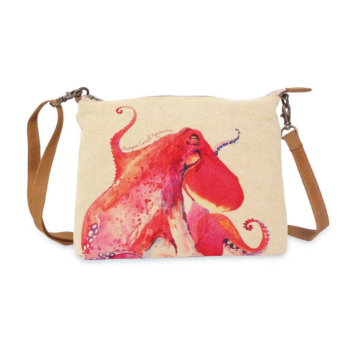 Oregon Coast Aquarium Red Octopus Sling Bag