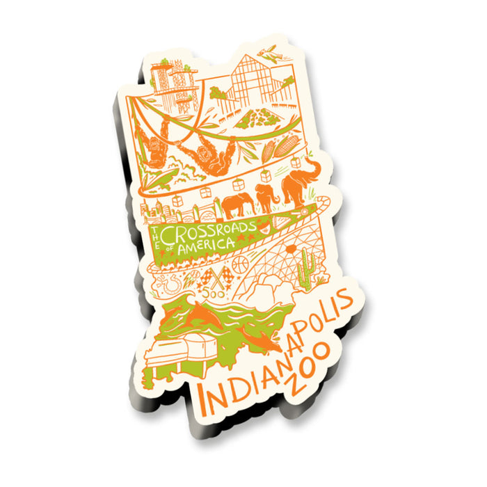 Indianapolis Zoo 2D State Magnet