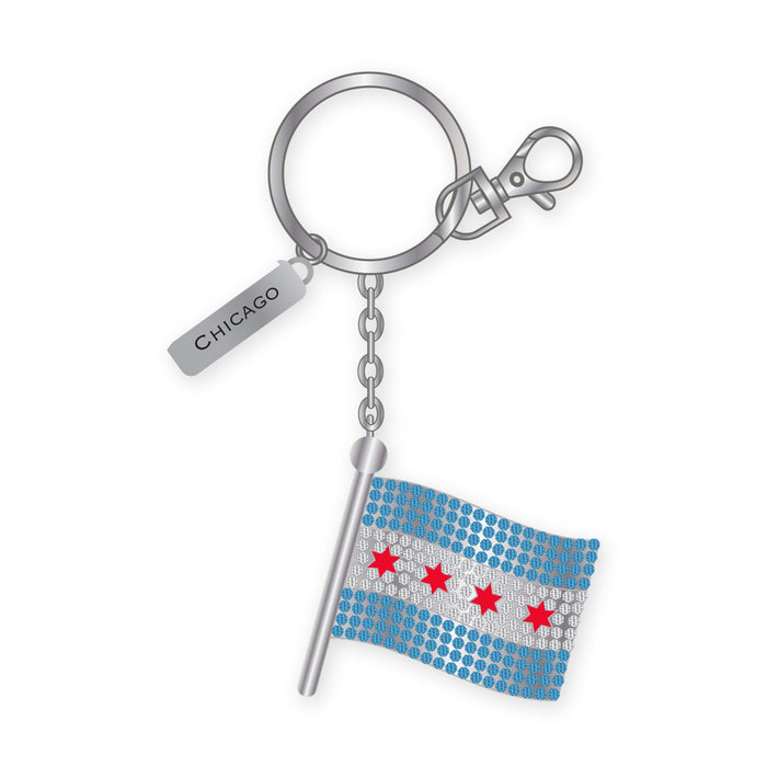 Willis Tower Chicago Flag Bling Keychain