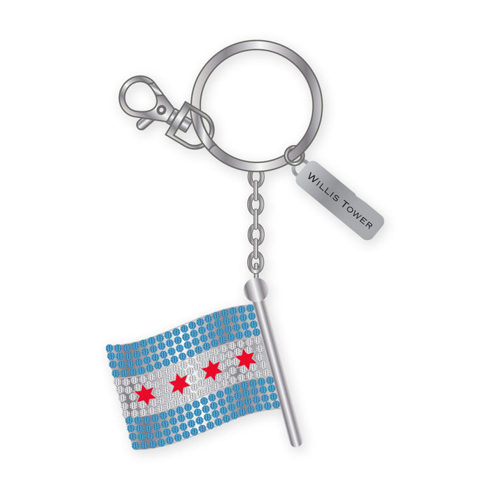Willis Tower Chicago Flag Bling Keychain