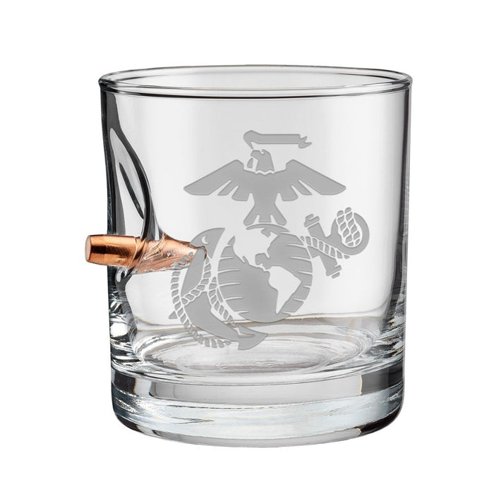 United States Marine Corps Logo Bullet Rocks Glass