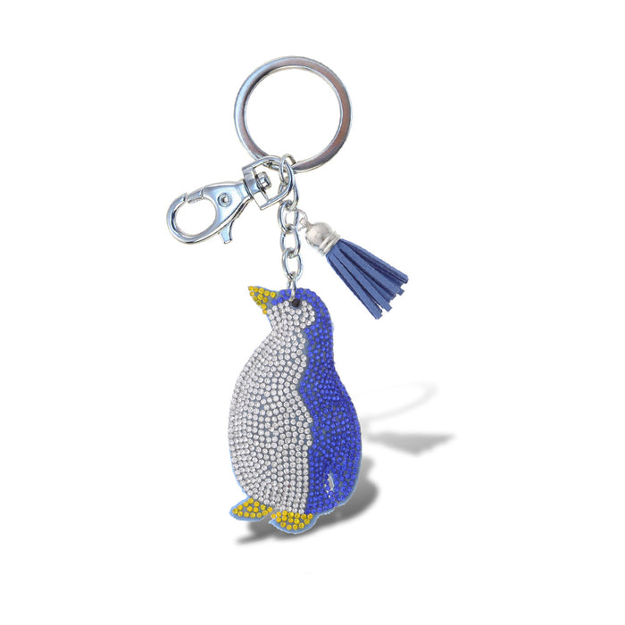 Birch Aquarium Blue Penguin Bling Keychain