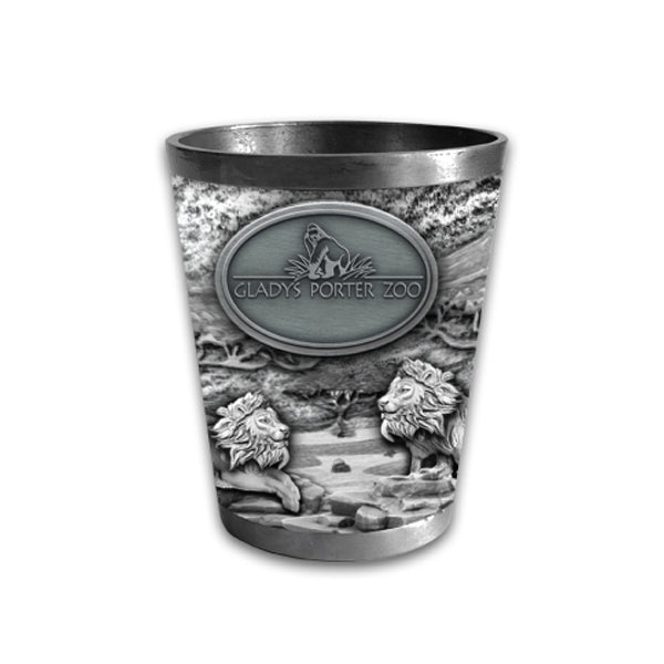 Gladys Porter Zoo Lion Metal Shot Glass